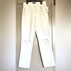 🆕7 For All Mankind High Waisted cropped straight White Button-Fly Jeans NWTSZ 27